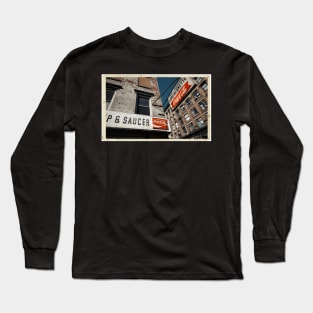 Cup & Saucer - New York City Store Sign Kodachrome Postcards Long Sleeve T-Shirt